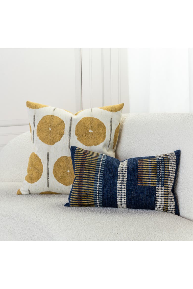 Voyage Indigo textured with chenille Indoor & Outdoor Woven Accent Pillow, Alternate, color, Indigo