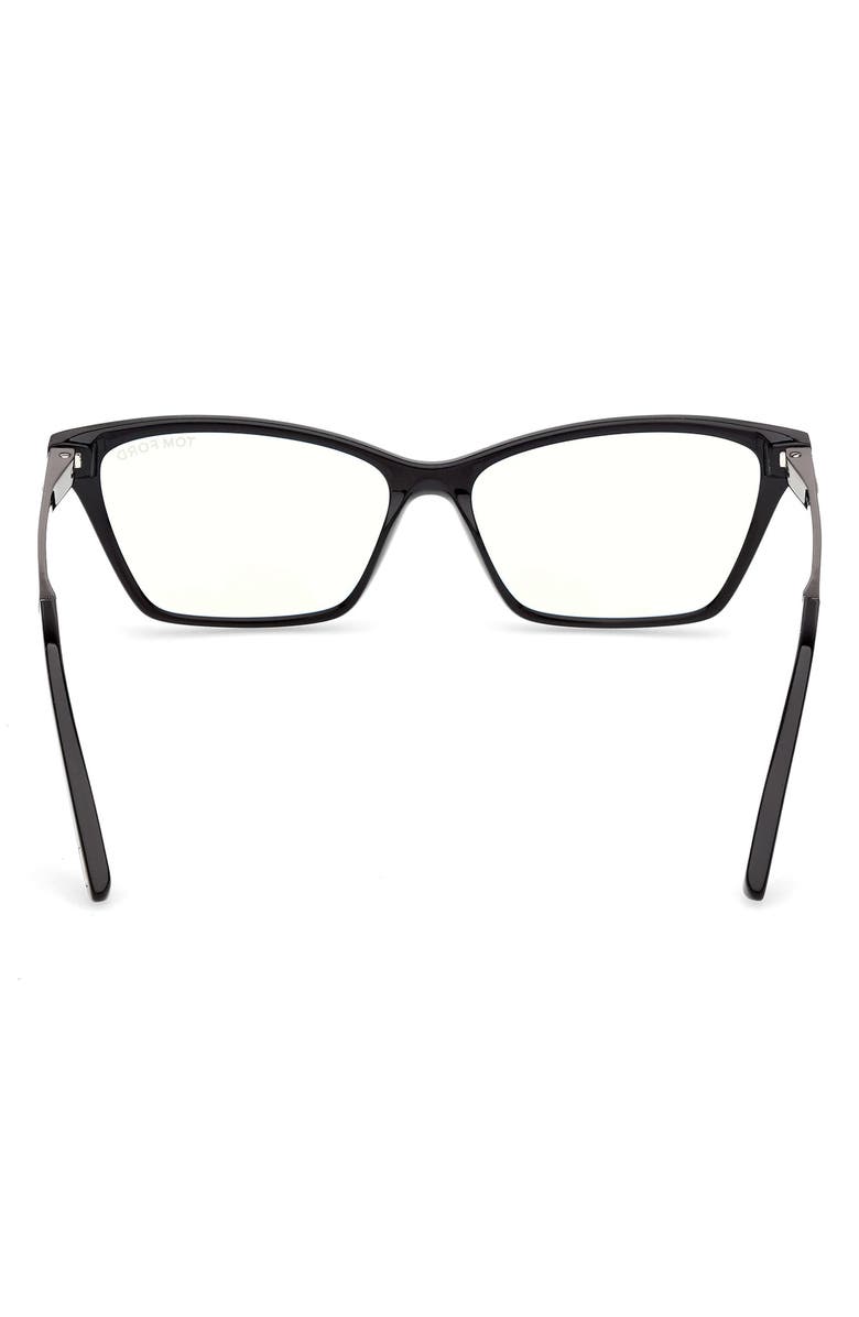 TOM FORD 56mm Butterfly Optical Glasses, Alternate, color, Shiny Black / Gunmetal
