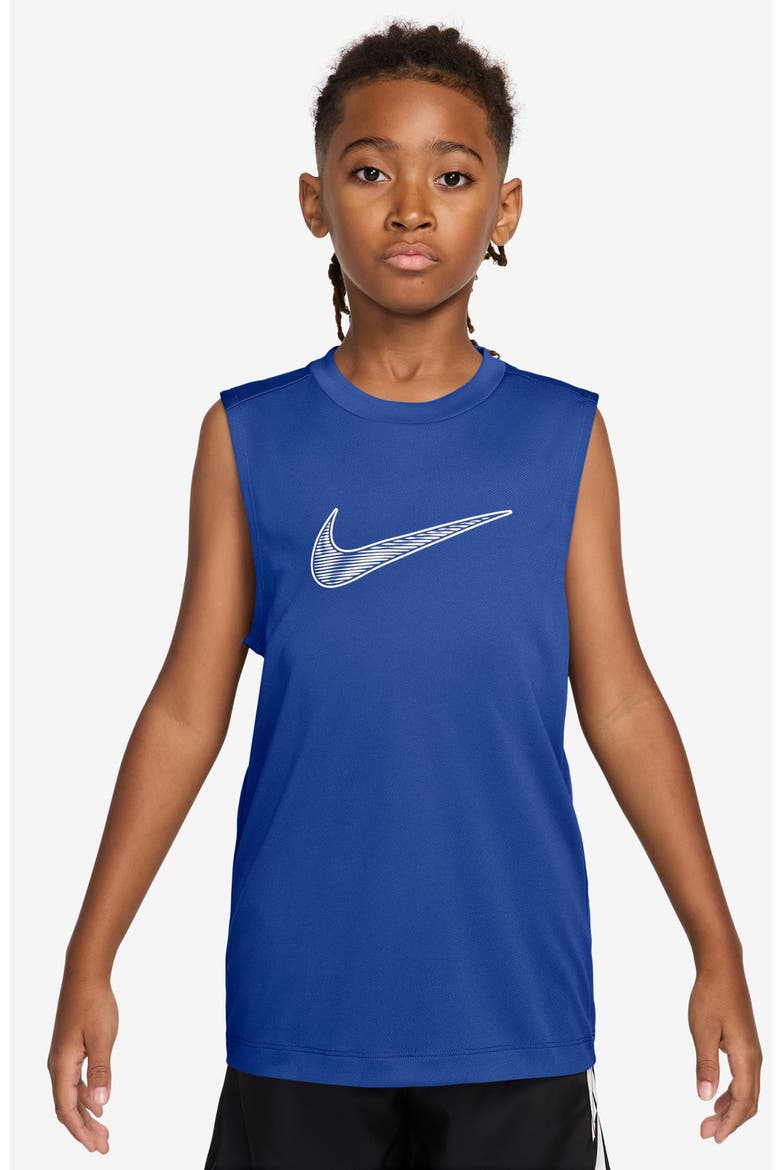 Kids' Logo Dri-FIT Graphic Muscle T-Shirt, Main, color, GAME ROYAL