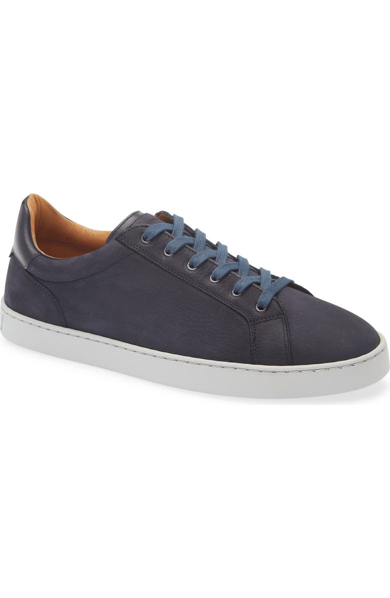Magnanni Cote Lo Sneaker, Main, color, Navy Texture Suede