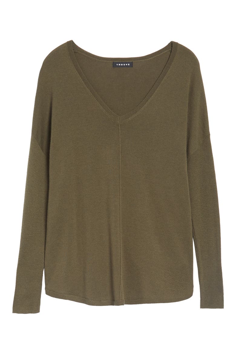 Everyday V-Neck Sweater, Alternate, color, OLIVE SARMA