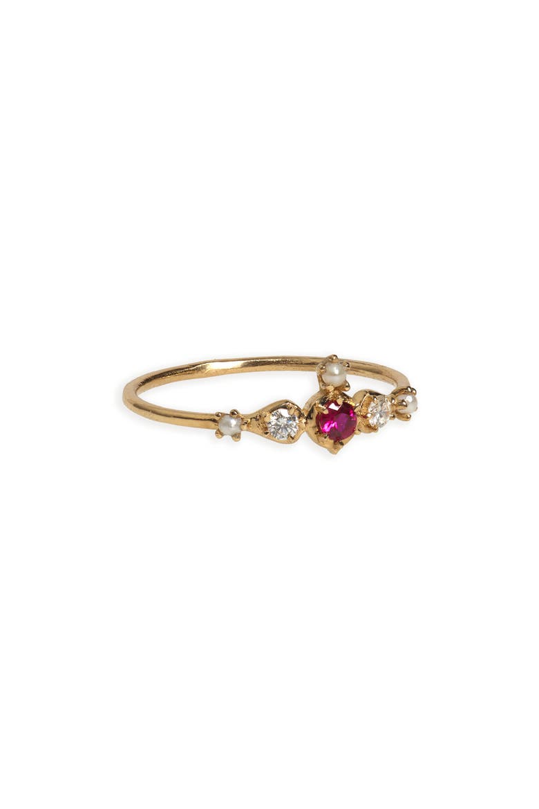 Shalimar Ruby, Diamond & Freshwater Pearl Ring, Main, color, GOLD