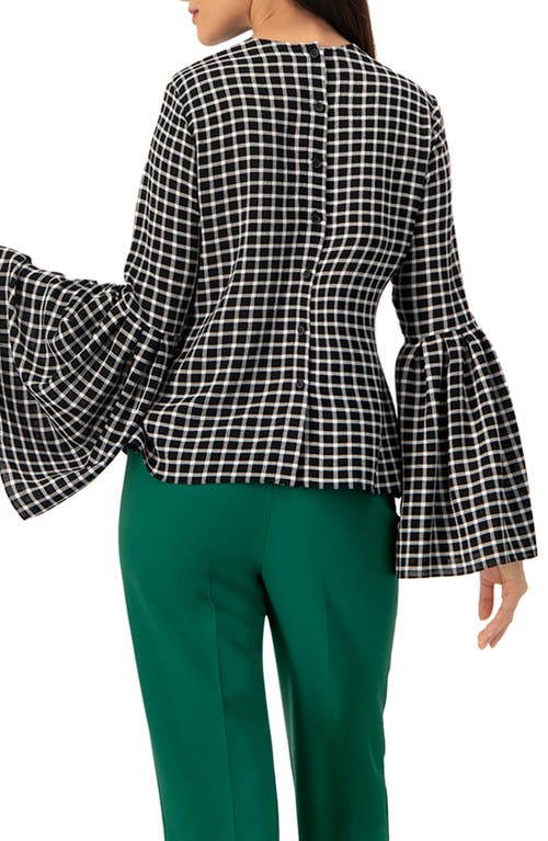 Ivonne Check Blouse With Puffed Sleeves In Black