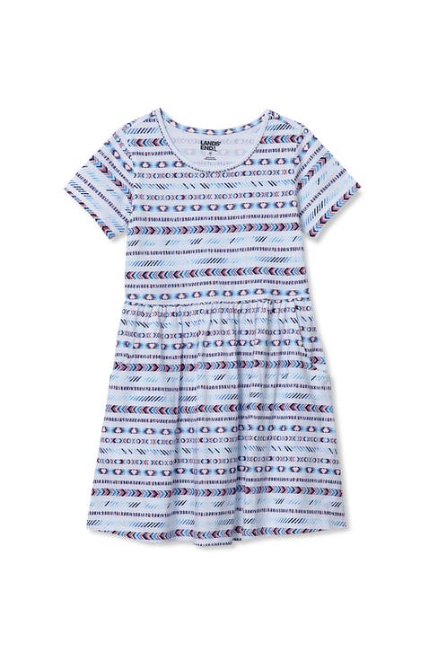 Girls Short Sleeve Gathered Waist Jersey Dress