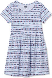 Lands' End Girls Short Sleeve Gathered Waist Jersey Dress