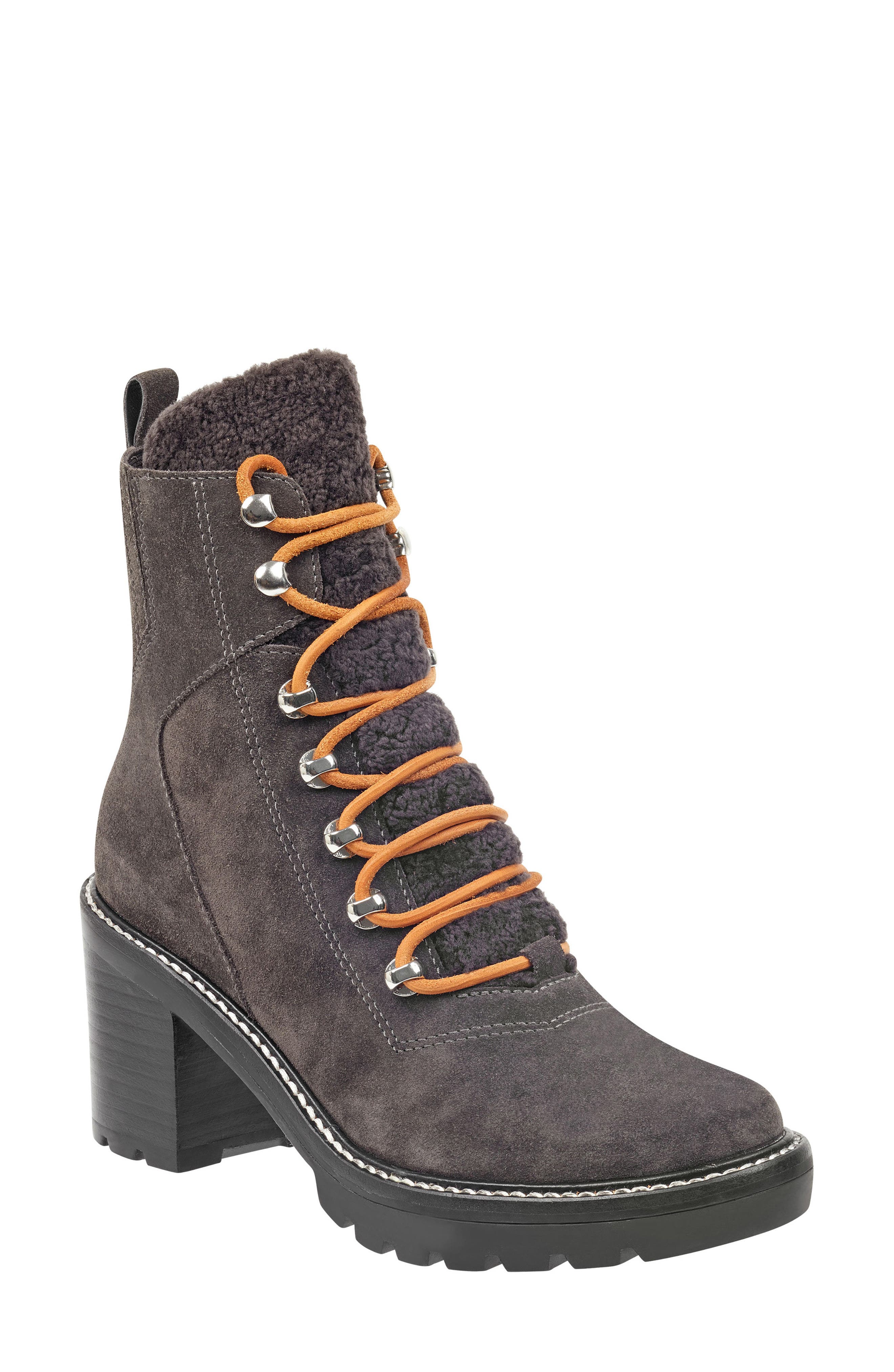 Denise Combat Boot, Main, color, GREY/ GREY SUEDE