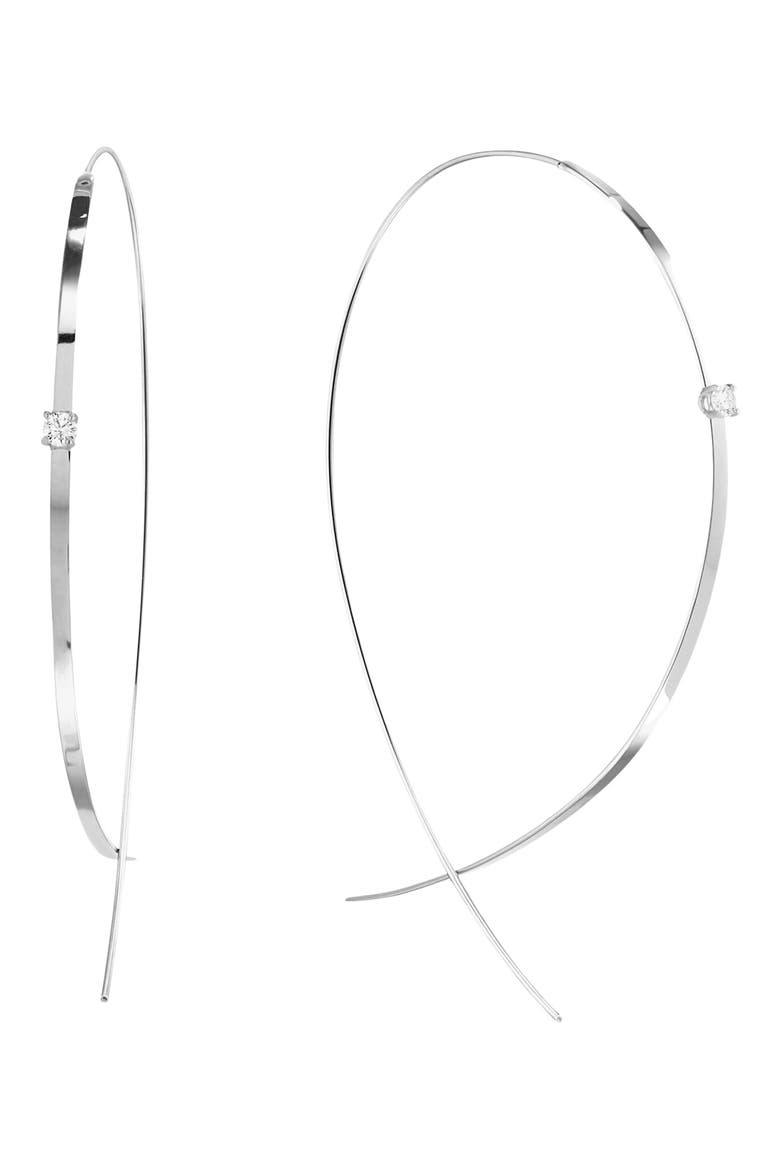 Jewelry 'Flat Upside Down' Diamond Hoop Earrings, Main, color, 14K WHITE GOLD