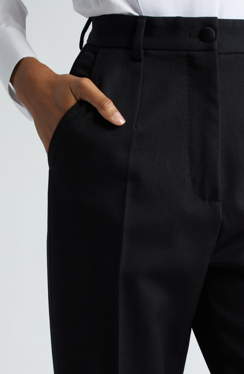 Dolce&Gabbana Wool Blend Gabardine Cigarette Pants, Alternate, color, Nero