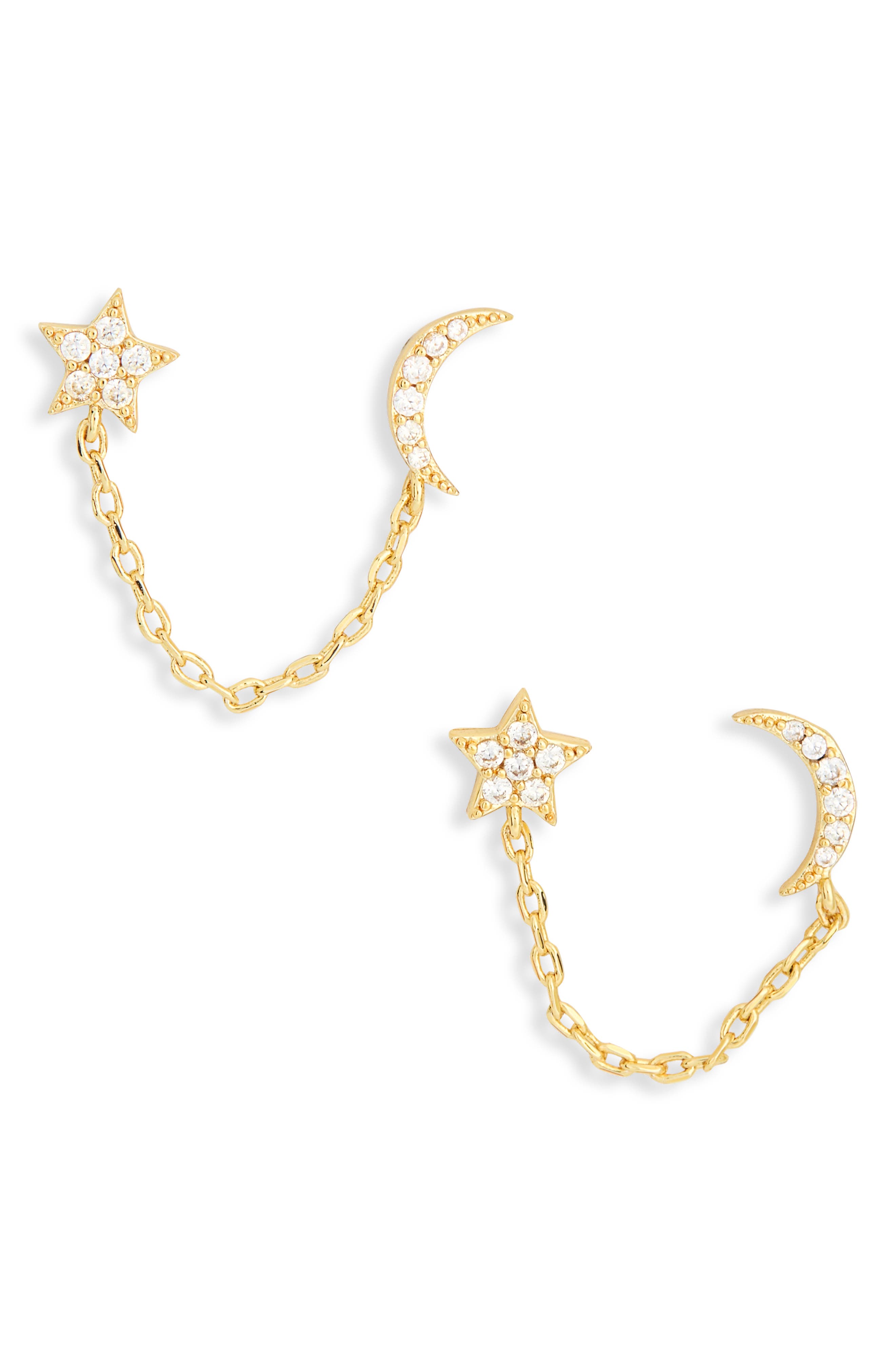 Celestial Cubic Zirconia Chain Earrings