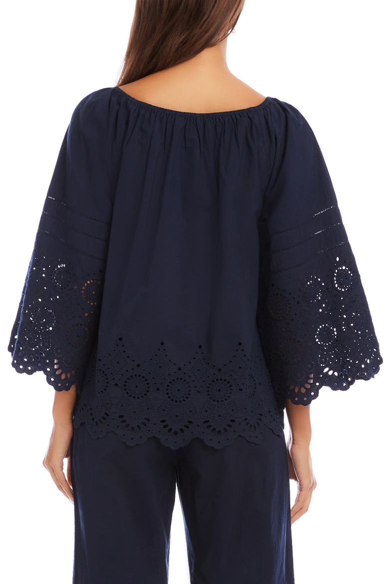 Eyelet Embroidery Peasant Top, Alternate, color, NAVY