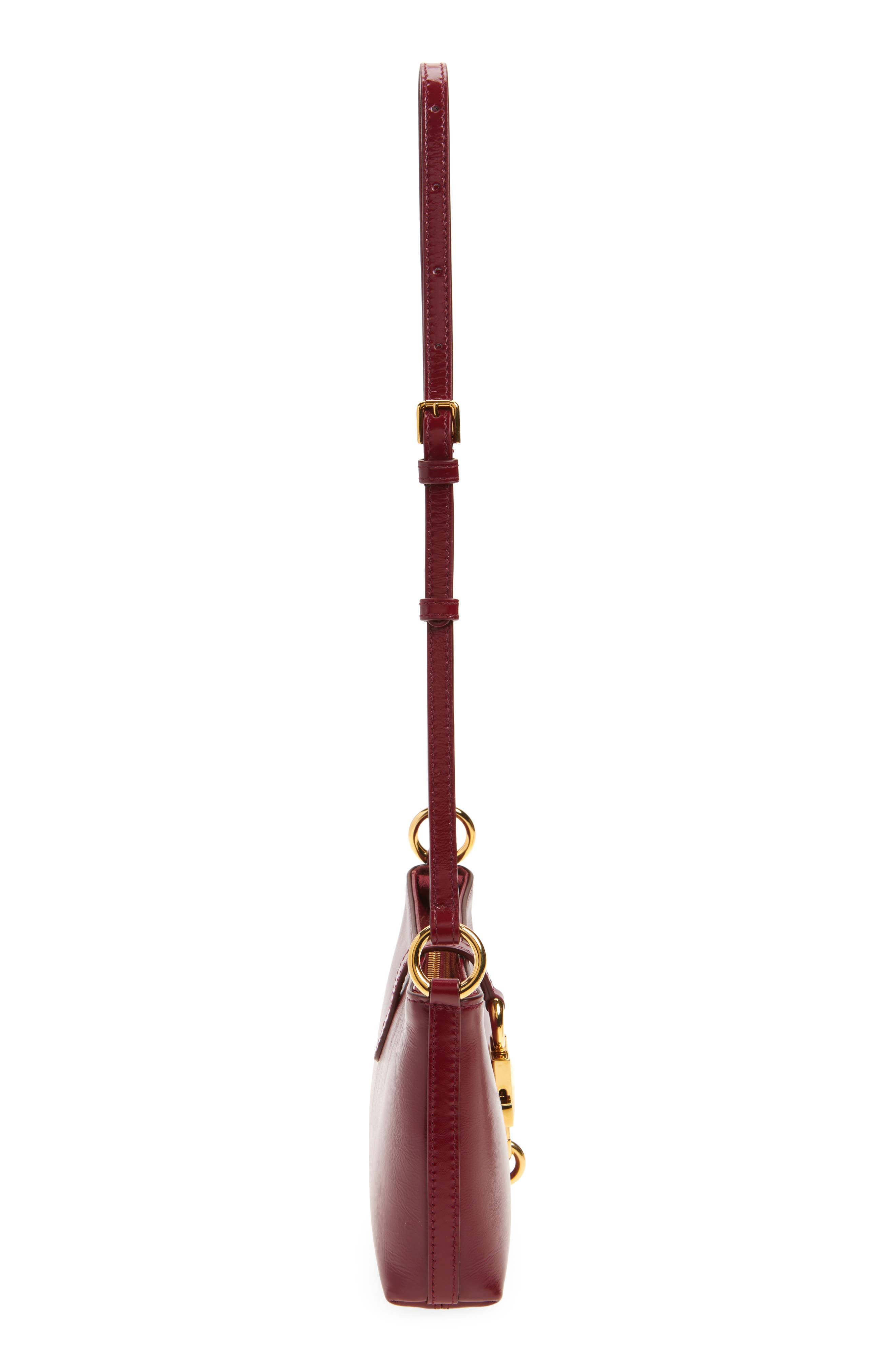 Sicilian Street Lock Leather Shoulder Bag, Alternate, color, 83028 TONO ROSSO SCURO
