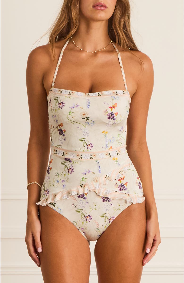 Aqua Blu Moonflower Bridget One Piece, Main, color, White