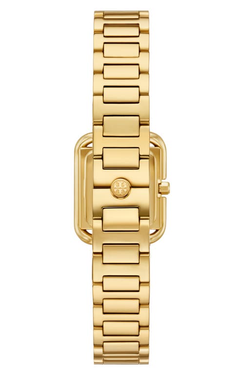 Tory Burch The Kira Square Mini Three Hand Gold Tone Stainless Steel Watch, 18mm X 18mm In Gold