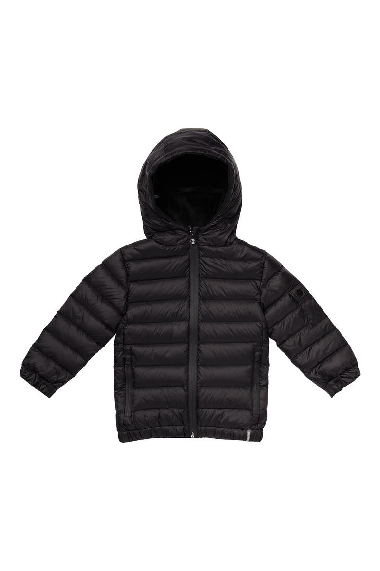 Papo 2-in-1 Stuffed Animal & Hooded Down Jacket, Alternate, color, BLACK MARL MIX