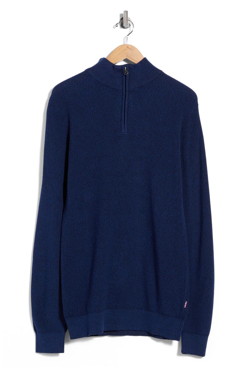 Malange Quarter Zip Cotton Sweater, Main, color, NAVY