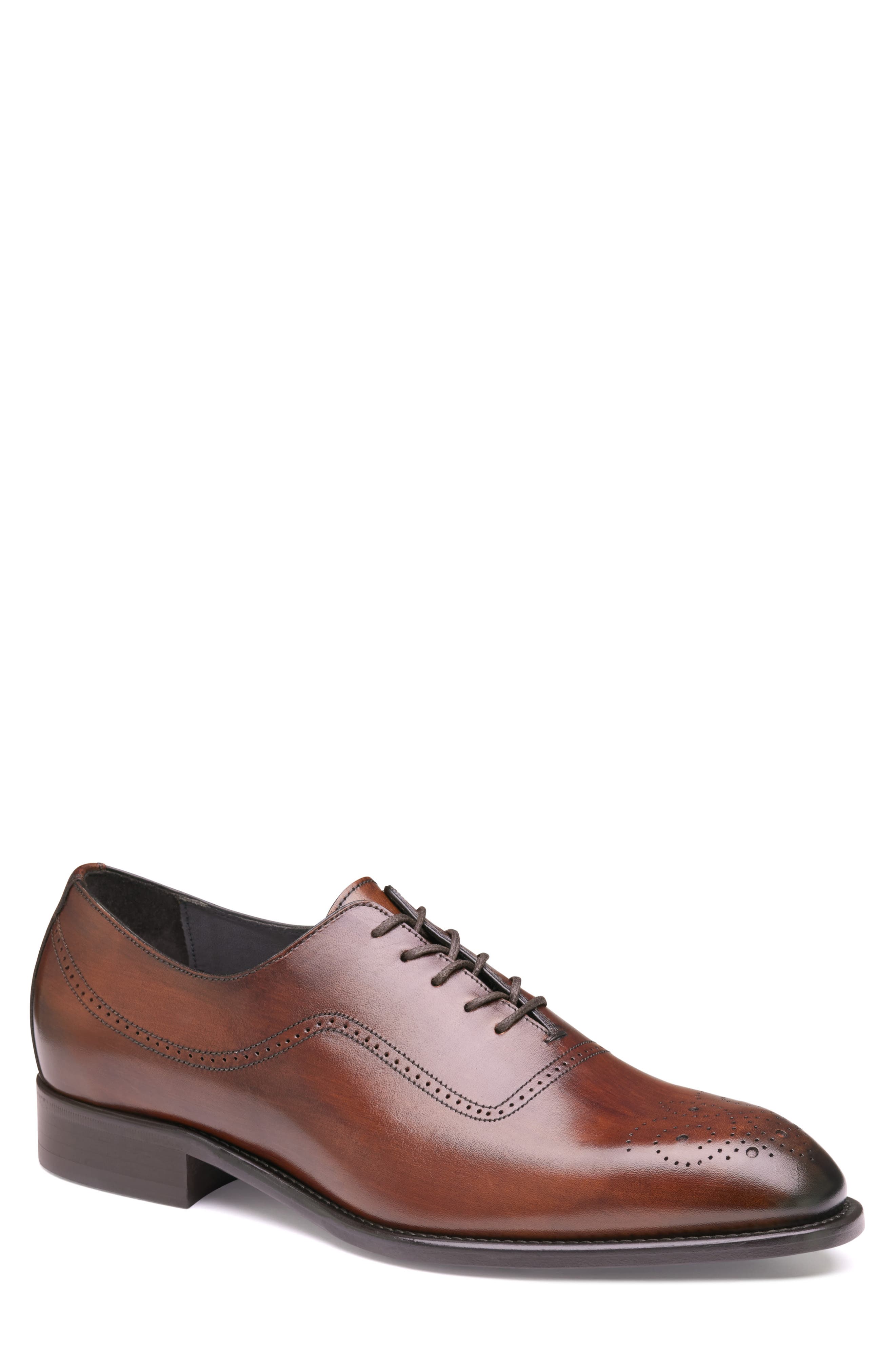 JOHNSTON & MURPHY COLLECTION Ellsworth Medallion Water Resistant Plain Toe Wholecut Shoe, Main, color, 