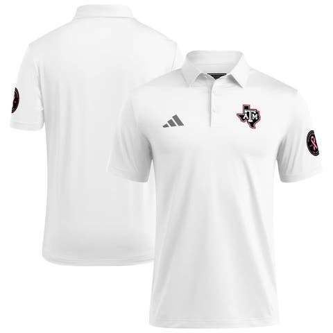 Men's adidas White Texas A&M Aggies Wear Pink Breast Cancer Awareness Polo