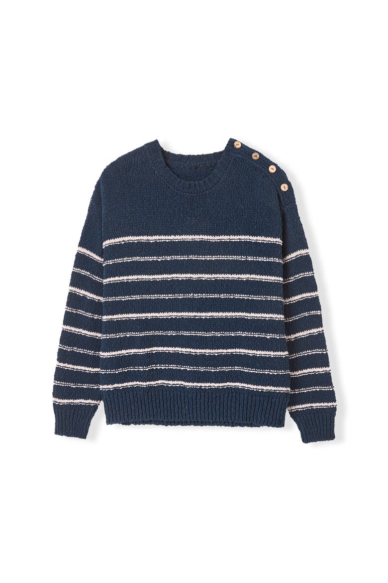 Linen Cotton Breton Sweater, Alternate, color, Navy / Ecru Stripe