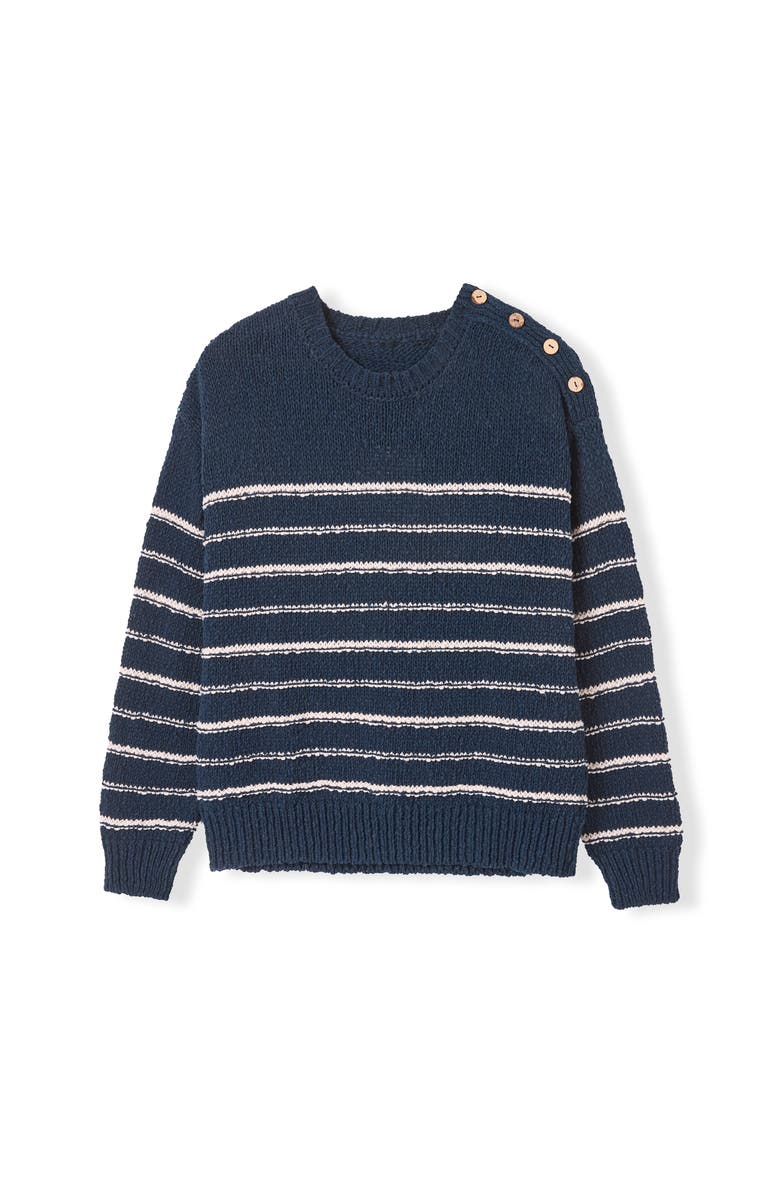 Celtic & Co. Linen Cotton Breton Sweater, Alternate, color, Navy / Ecru Stripe