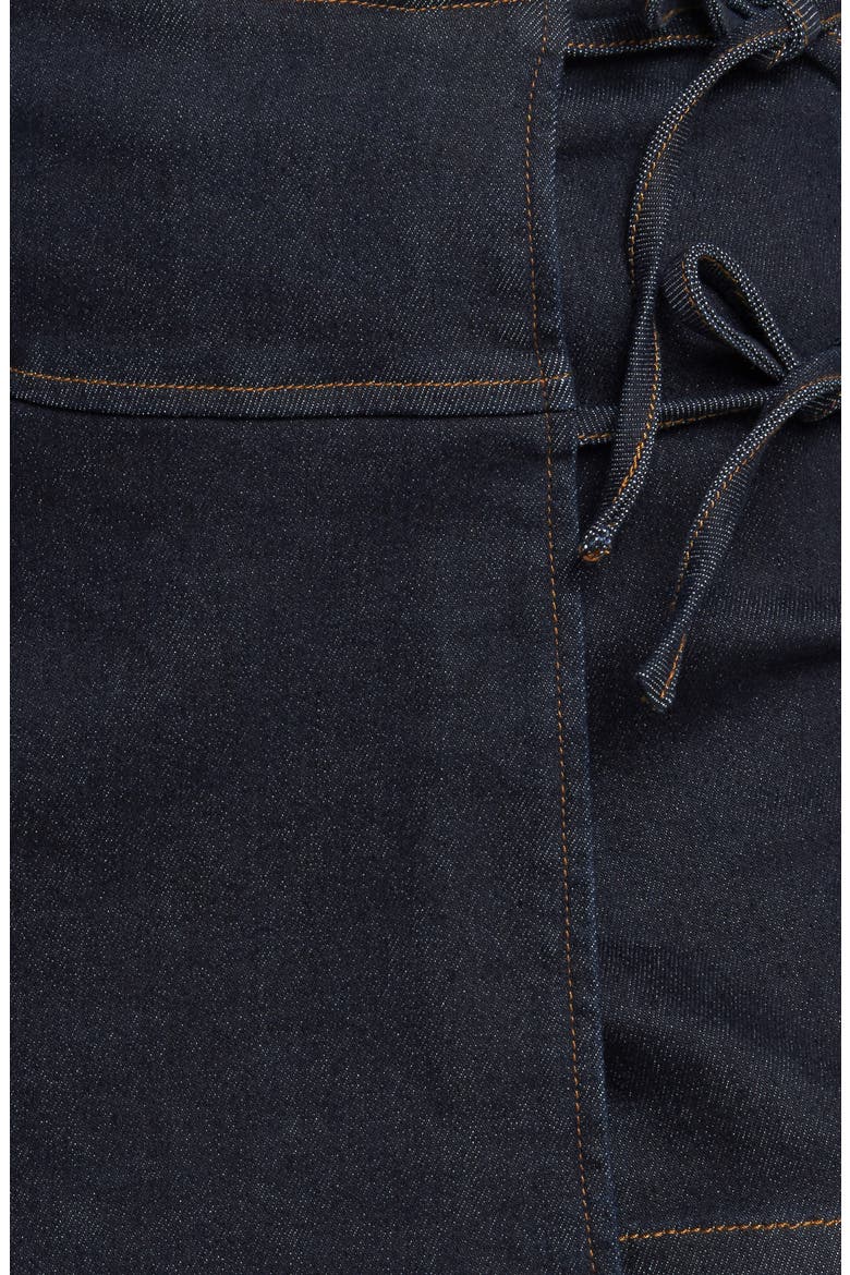 Tie Front Denim Skort, Alternate, color, DARK INDIGO