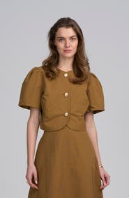 ELLE Collection Shirred Sleeve Top