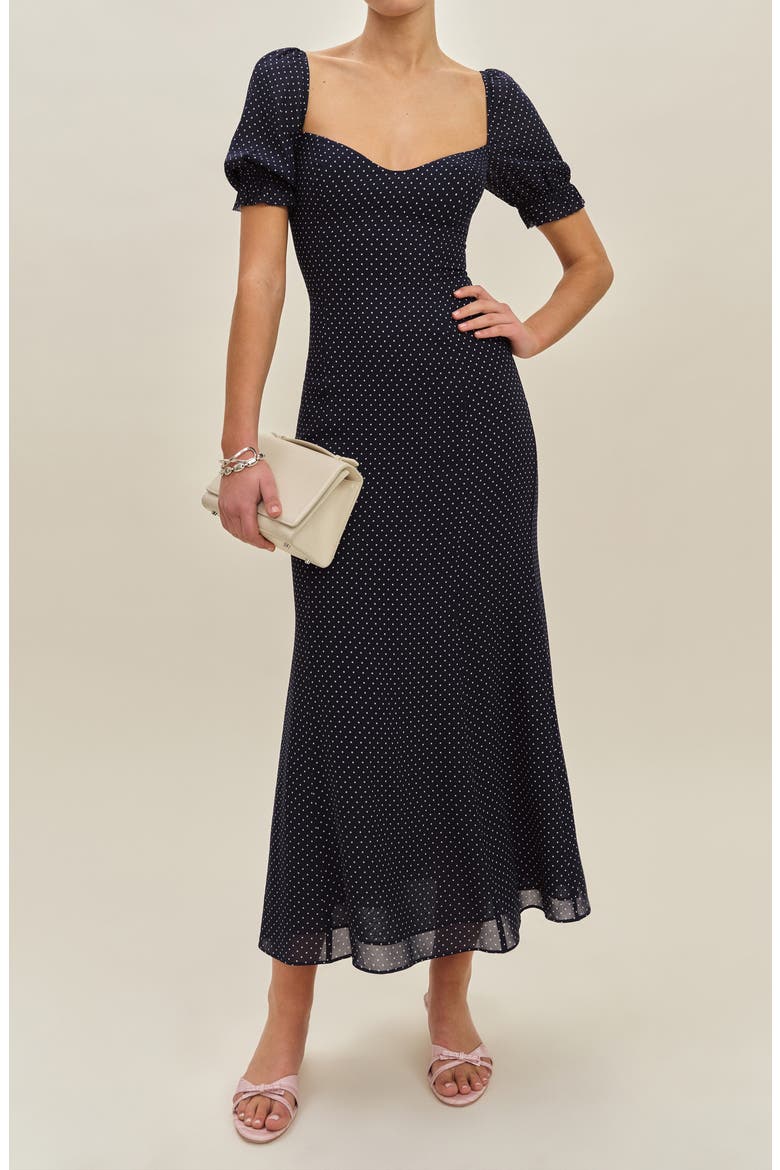 Gloria Swiss Dot Dress, Main, color, BUTTON