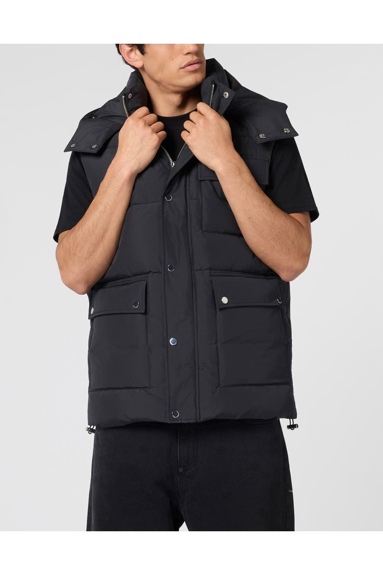 Nylon Puffer Vest Gothic Plein Men, Main, color, black