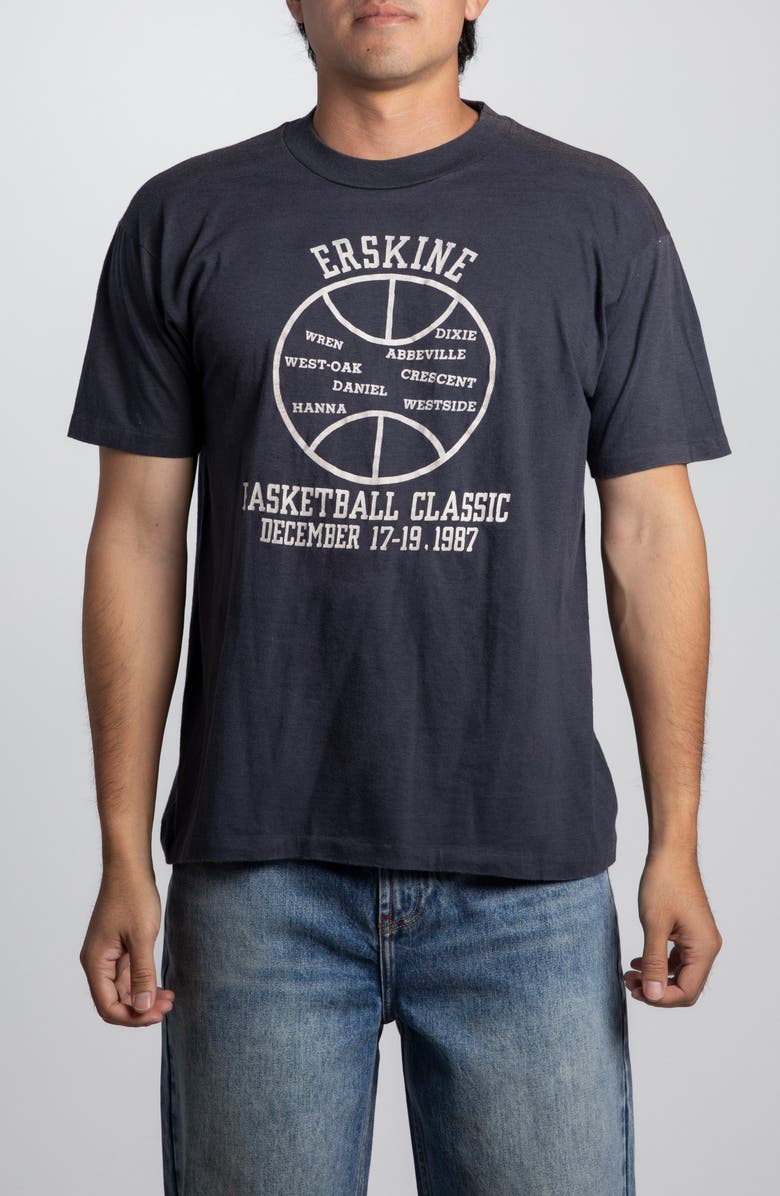 Elwood Vintage Erskine Basketball Tee, Main, color, Navy