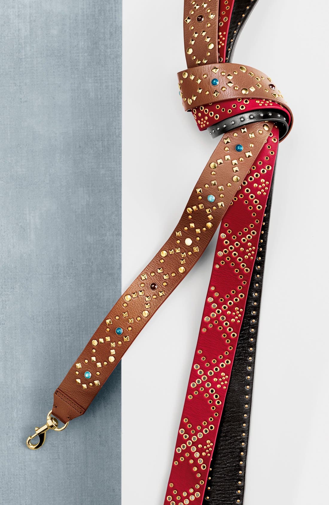 Rebecca Minkoff Studded Leather Guitar Bag Strap, Alternate, color, 