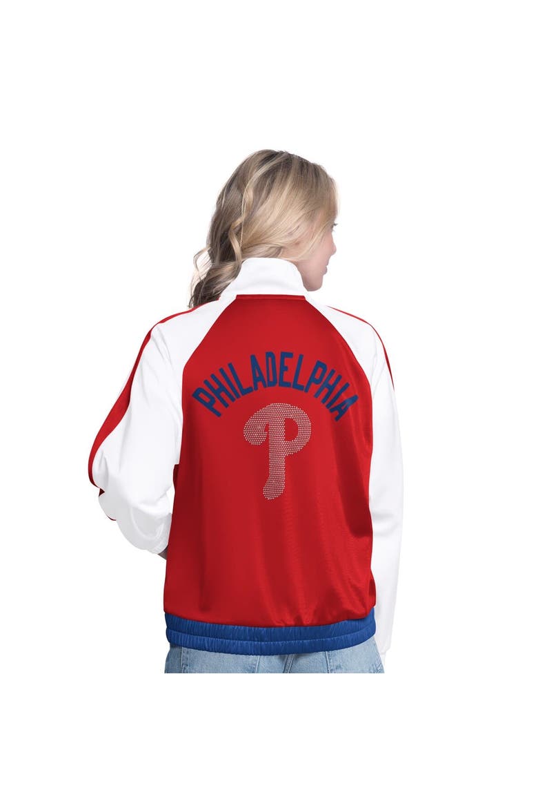 Women's G-III Sports by Carl Banks  White/Red Philadelphia Phillies Rally Rhinestone Raglan Full-Zip Track Jacket, Alternate, color, White