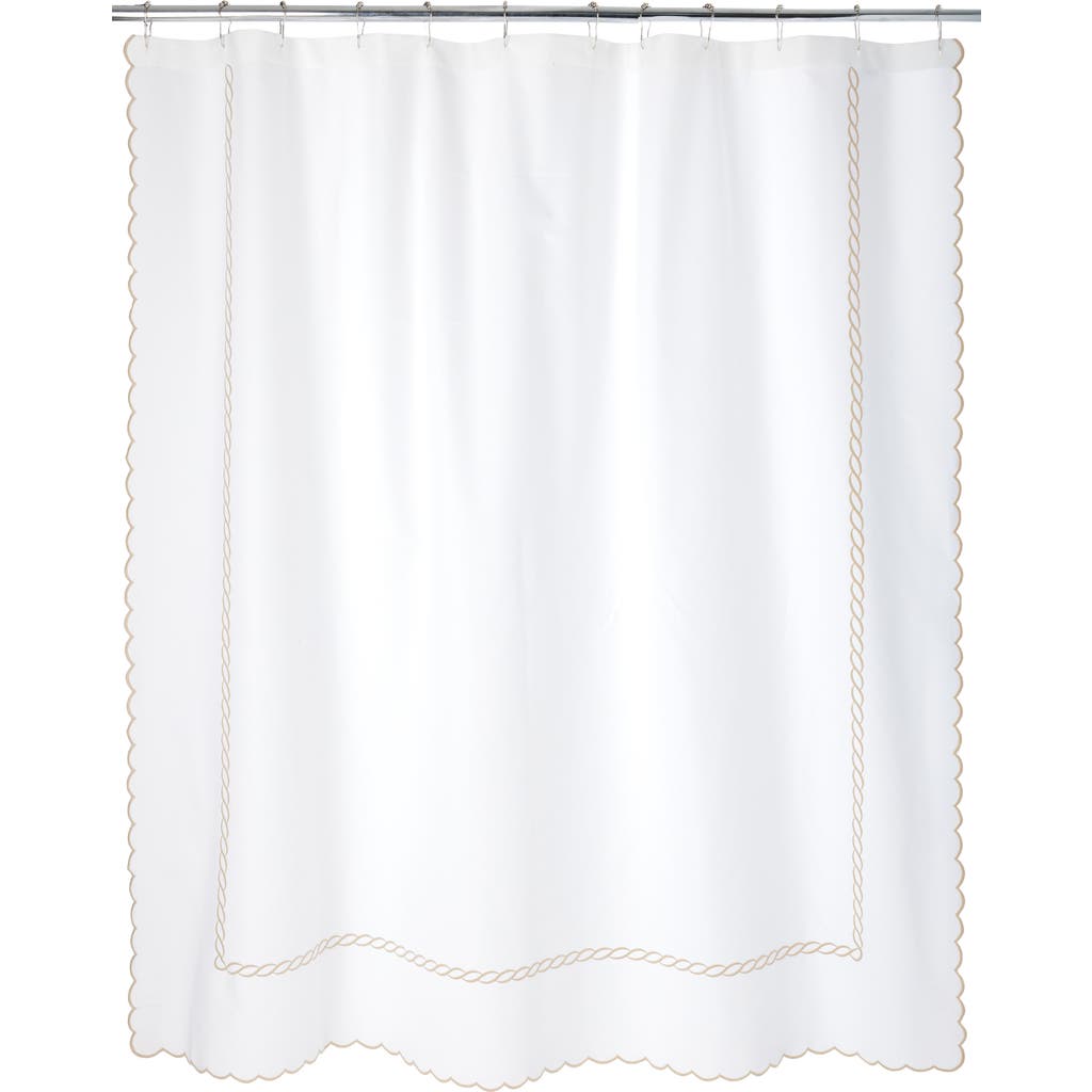 Matouk Classic Chain Scallop Shower Curtain In Dune
