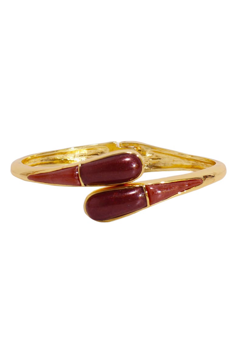 Petit Moments Thin Livorno Stone Wrap Cuff Bracelet, Main, color, Gold/ Brown