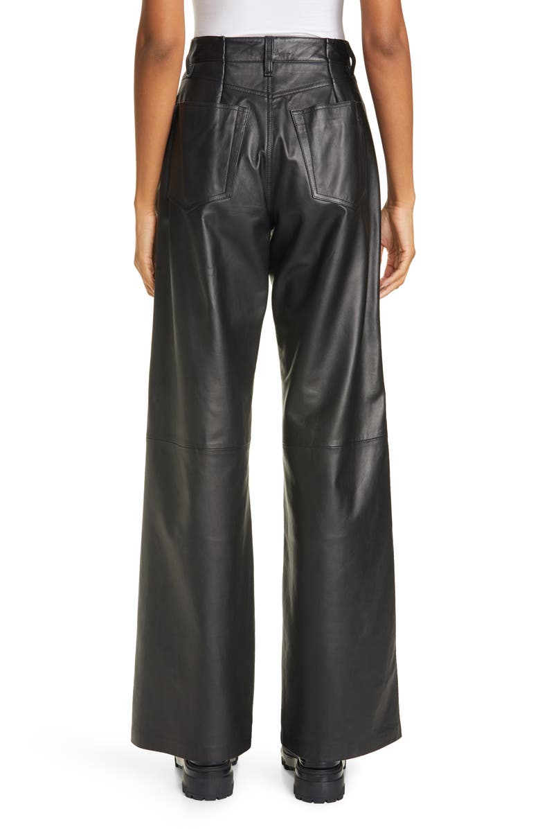 rag & bone High Waist Wide Leg Leather Pants, Alternate, color, 