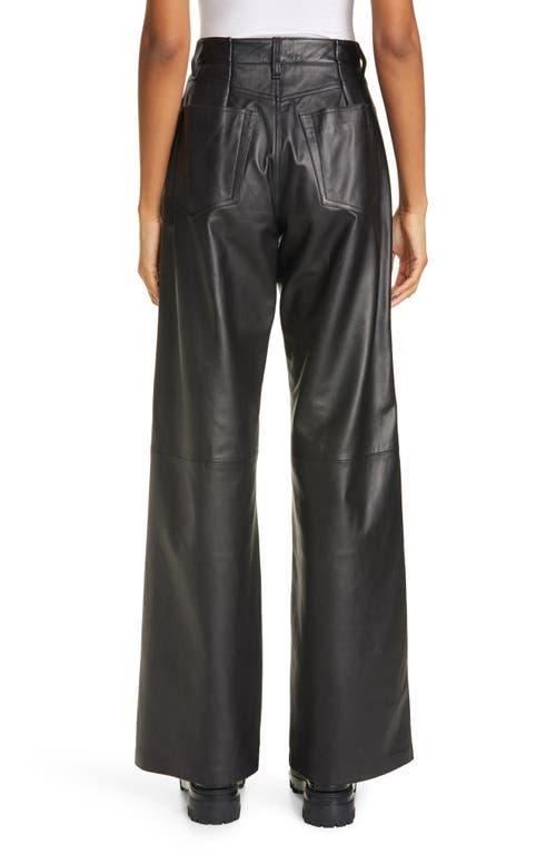 Rag & Bone High Waist Wide Leg Leather Pants In Black