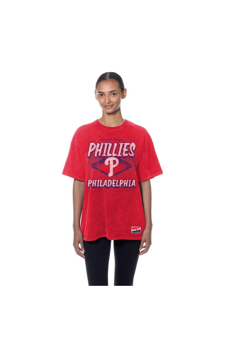 New Era Women's New Era  Red Philadelphia Phillies Mineral Wash Oversized T-Shirt, Alternate, color, Red