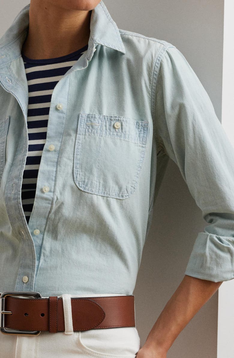 Lauren Ralph Lauren Relaxed Fit Cotton Roll Tab Sleeve Button-Up Shirt, Alternate, color, 