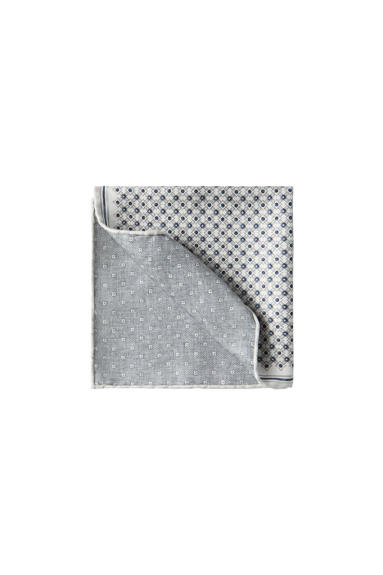 Silk geometric pattern pocket square, Alternate, color, Avio Blue