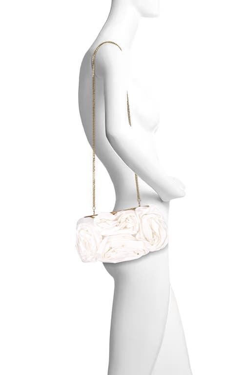 Badgley Mischka Jett Silk Satin Rosette Clutch In White