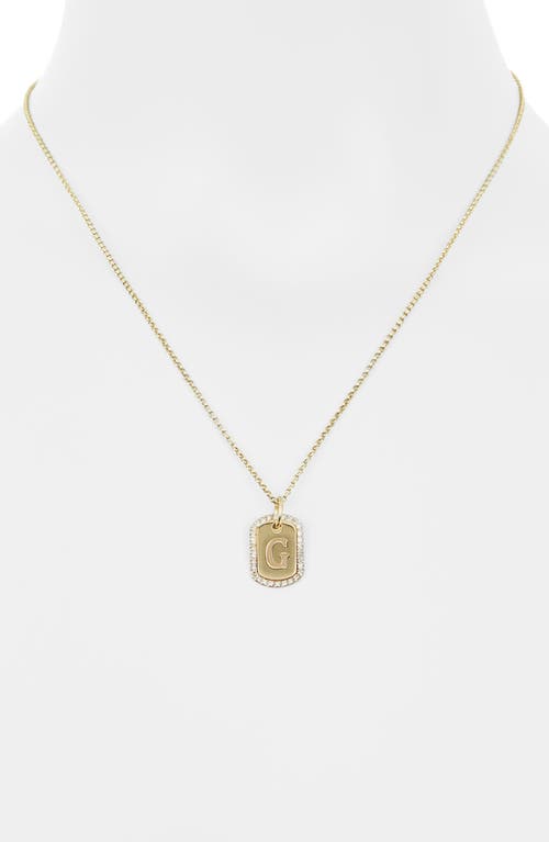 Meshmerise Diamond Initial Dog Tag Pendant Necklace In Gold