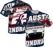 TEAM PENSKE Men's Team Penske White Austin Cindric Discount Tires Sublimated Patriotic Total Print T-Shirt