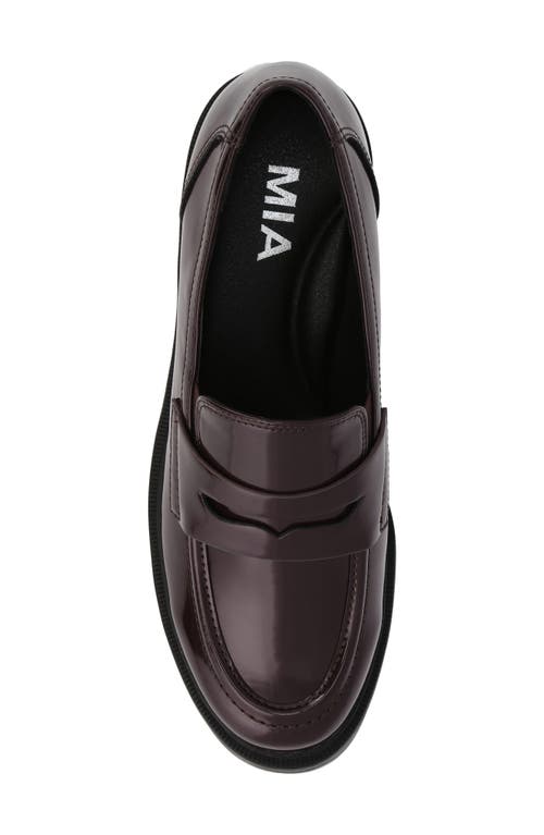 Mia Yoani Lug Sole Penny Loafer In Burgundy
