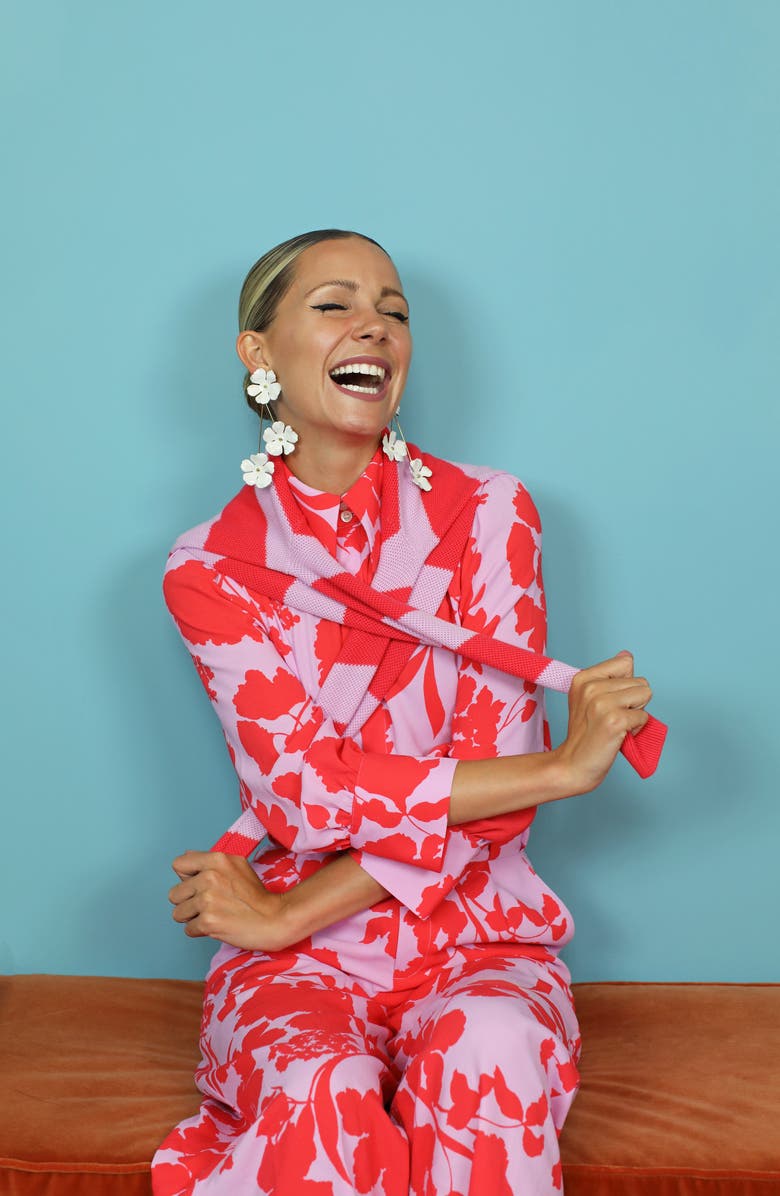 Halogen<sup>®</sup> x Atlantic-Pacific Pleat Detail Print Pants, Alternate, color,