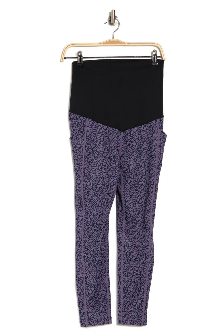 Daily Side Pocket 7/8 Maternity Leggings, Alternate, color, PURPLE MULLED WAVE PRINT