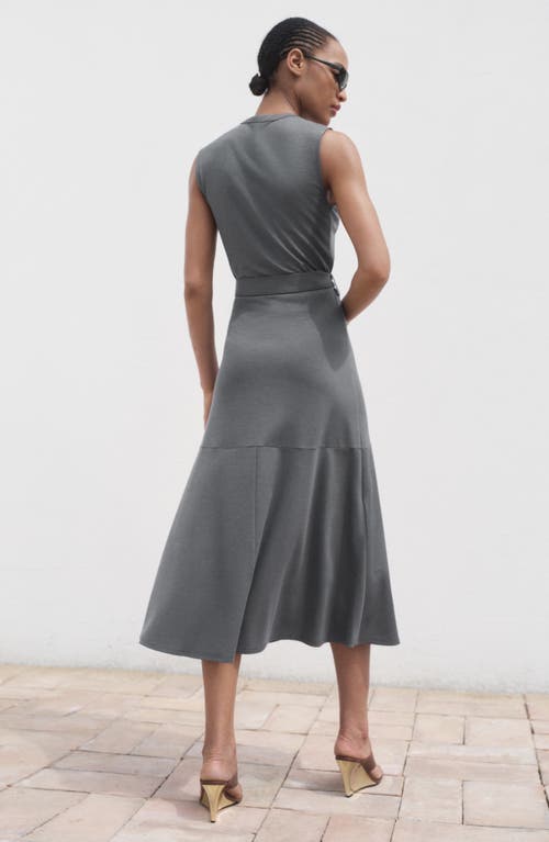 Mango Belted Sleeveless Midi Dress In Gray