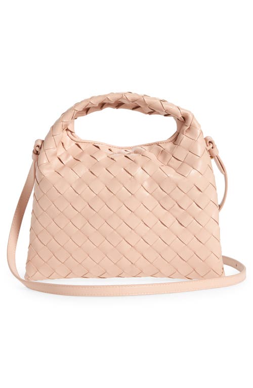 Bottega Veneta Mini Hop Intrecciato Leather Hobo Bag In Pink
