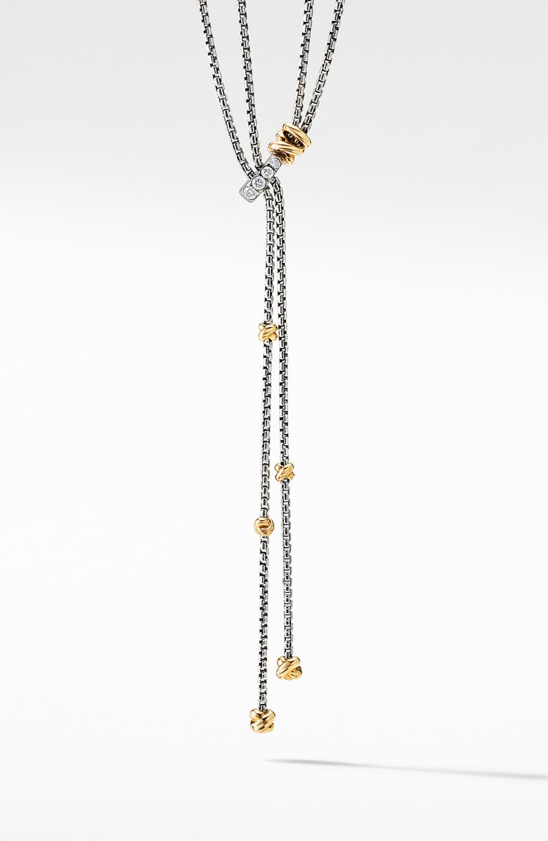 David Yurman Petite Helena 18K Gold & Diamond Y-Necklace, Main, color, 