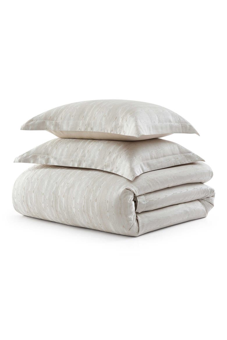 Faux Bois Jacquard Duvet Cover Set, Main, color, SILVER