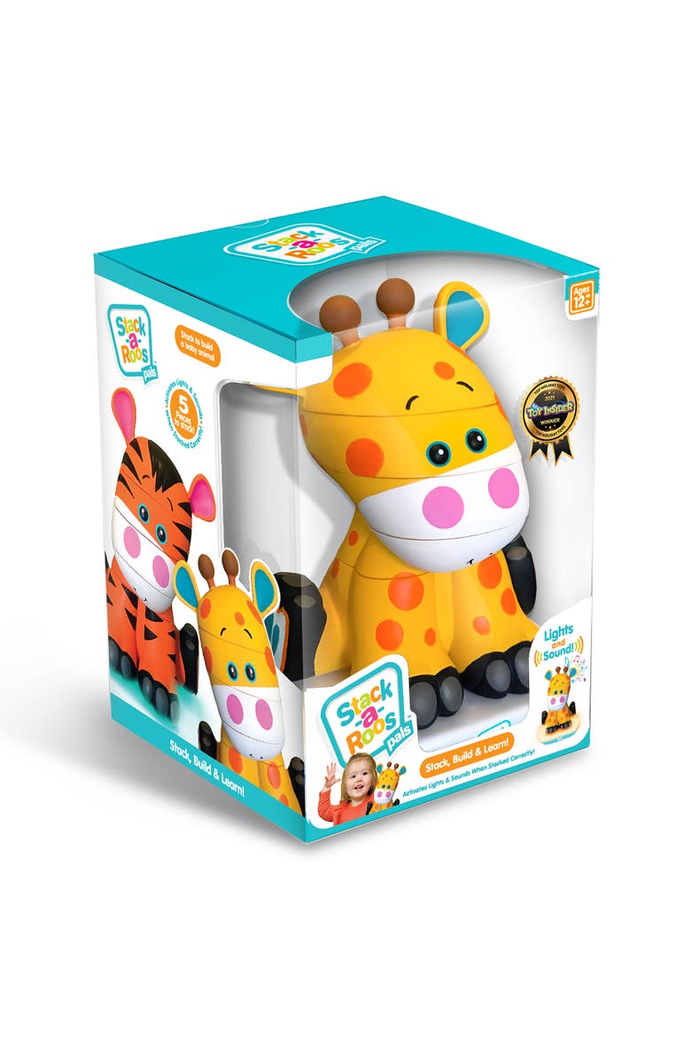 Stackaroos Pals Baby Giraffe Lights & Sounds, 5 Piece Stacking Animal Tower, Main, color, Multicolored