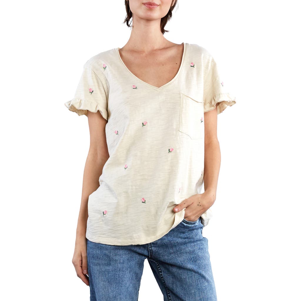Billy T Rosey Frill Sleeve T-shirt In Iced Latte