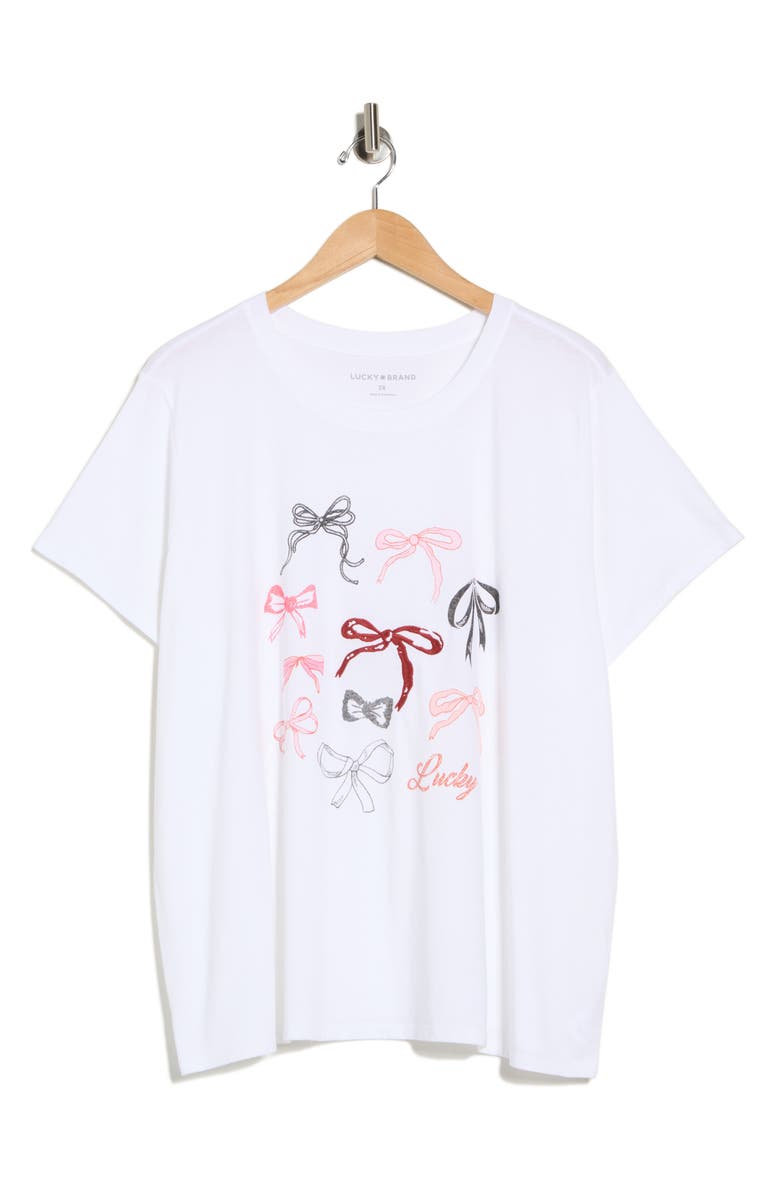 Lucky Brand Not Enough Bows Graphic T-Shirt, Main, color, Bright White